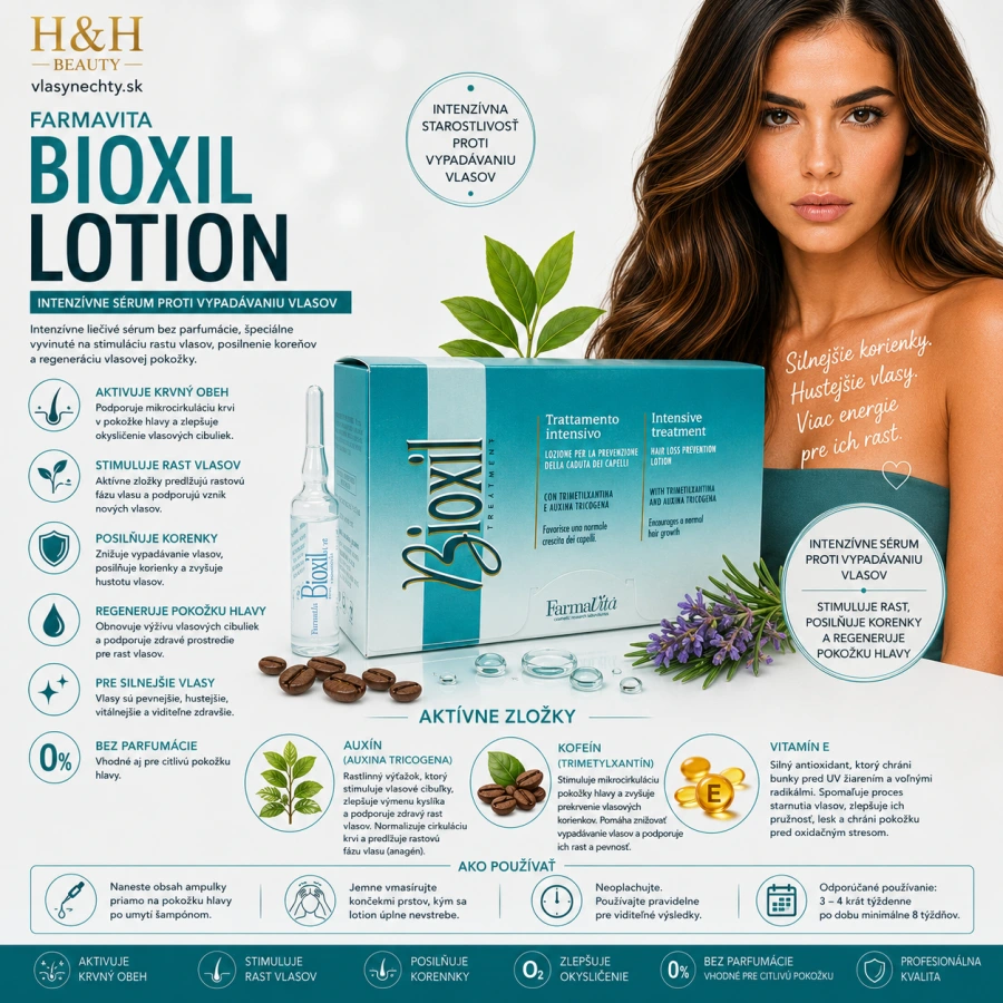 Farmavita Lotion Bioxil 12x8 ml, Intenzívne liečivé sérum proti vypadávaniu vlasov