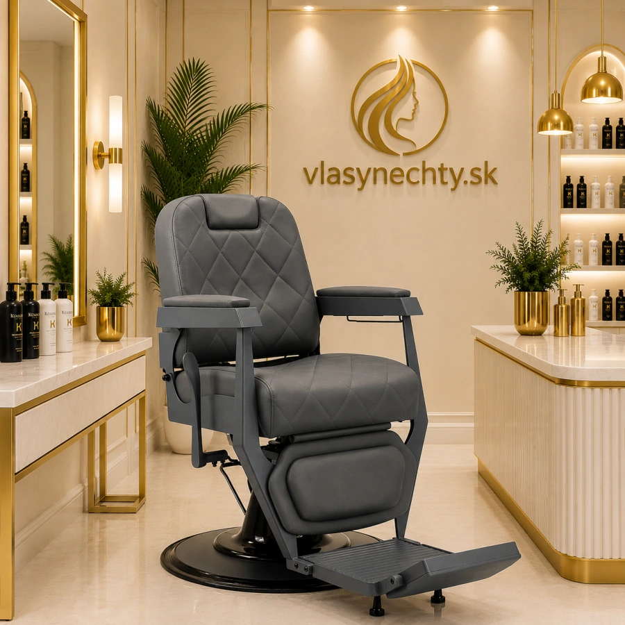 BARBERSKÉ KRESLO Gabbiano Bruno –grafitové so sivou základňou
