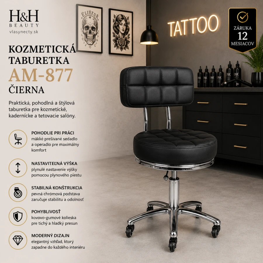 KOZMETICKÁ TABURETKA AM-877 čierna