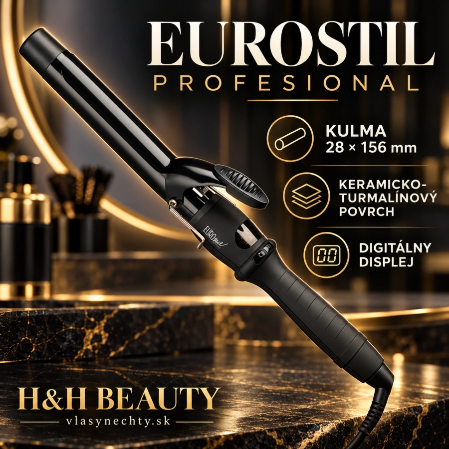 EUROSTIL profesional -Keramický a turmalínový povrch, Digitálny displej, 28 mm x 156 mm