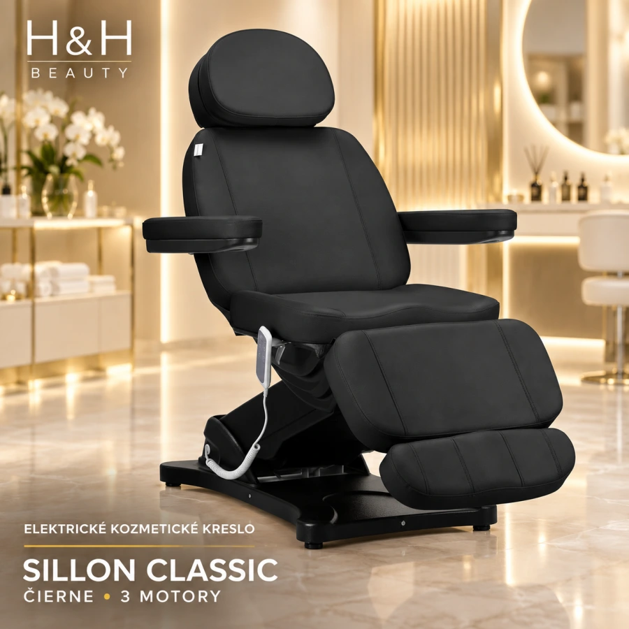 Elektrické kozmetické kreslo SILLON CLASSIC 3 motory čierne