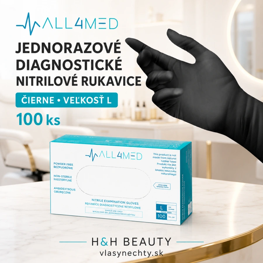 All4med jednorazové diagnostické nitrilové rukavice čierne L