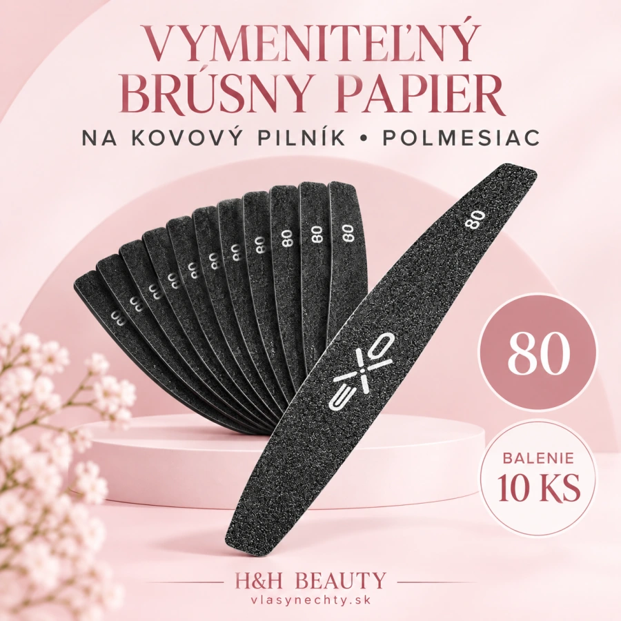 VYMENITEĽNÝ BRUSNÝ PAPIER NA KOVOVÝ PILNÍK NA NECHTY POLMESIAC 80 10 KS