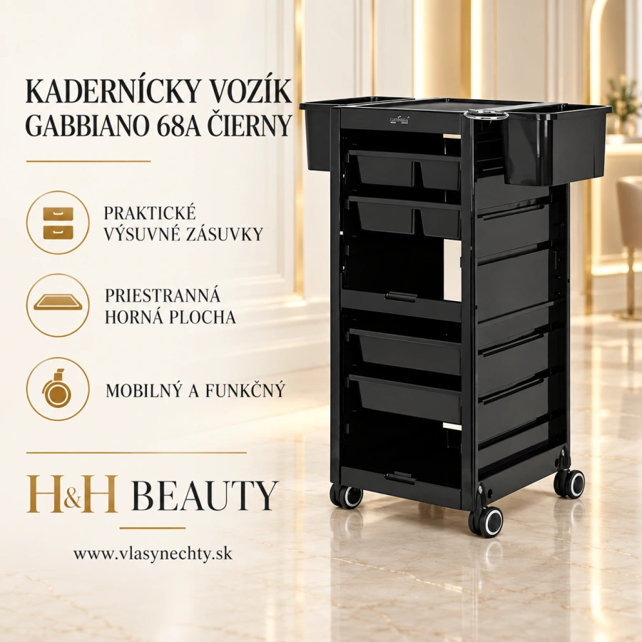 KADERNÍCKY VOZÍK GABBIANO 68A čierny