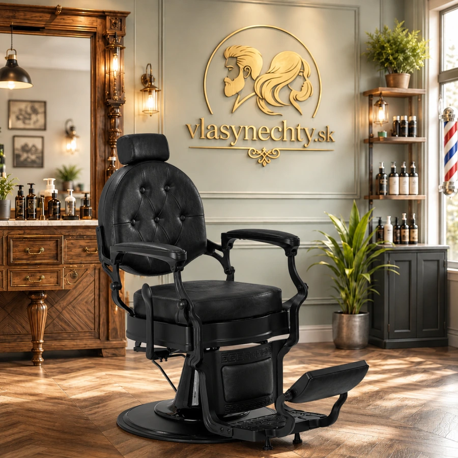 BARBERSKE KRESLO GABBIANO PRESIDENT čierno čierne