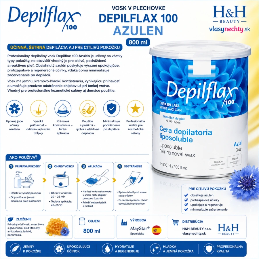 DEPILFLAX WOSK DO DEPILACJI PUSZKA 800ML AZULEN
