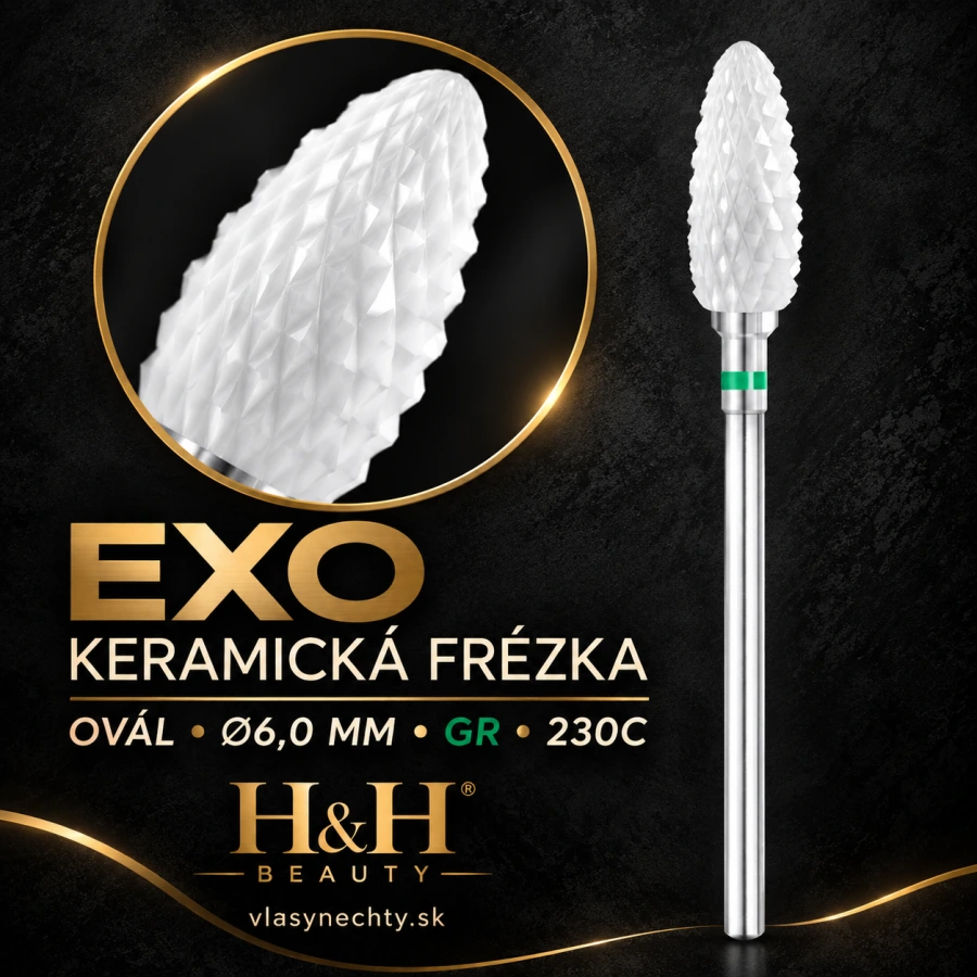 EXO KERAMICKÁ FRÉZKA NA NECHTY OVAL Ø6,0MM GR 230C
