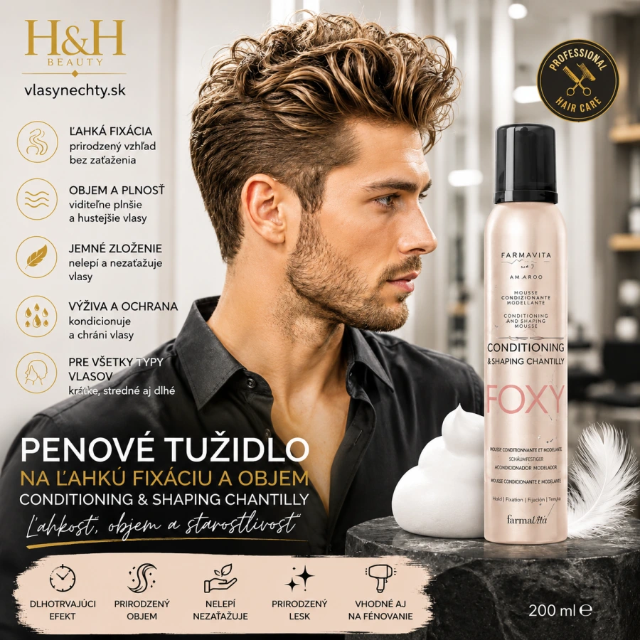 Farmavita CONDITIONING & SHAPING CHANTILLY 200ml- PENOVÉ TUŽIDLO NA ĽAHKÚ FIXÁCIU A OBJEM