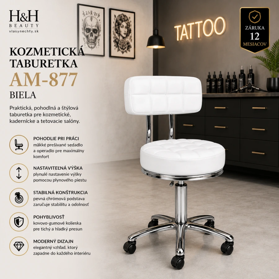 KOZMETICKÁ TABURETKA AM-877 biela