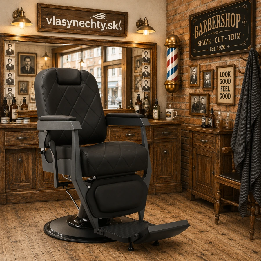 BARBERSKE KRESLO GABBIANO Bruno s grafitovým rámom čierne