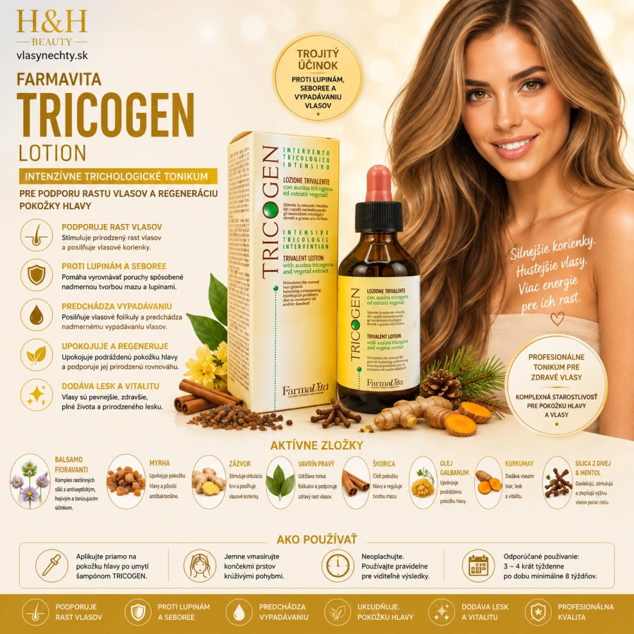 Farmavita Lotion tricogen 100 ml, pre podporu prirodzeného rastu vlasov