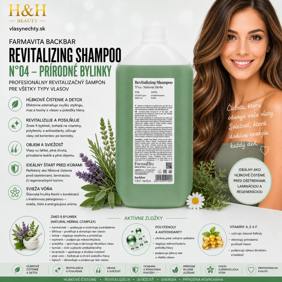 Farmavita BACKBAR REVITALIZING SHAMPOO Č.04 - PRÍRODNÉ BYLINKY 5000ml