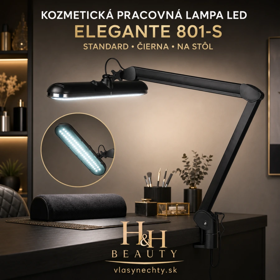 KOZMETICKÁ PRACOVNÁ LAMPA LED ELEGANTE 801-S NA STÔL STAMDARD ČIERNA