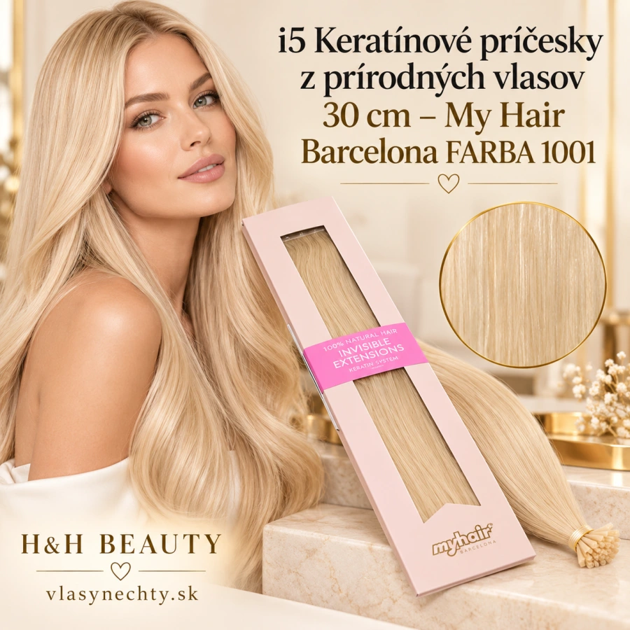 i5 Keratínové príčesky z prírodných vlasov 30 cm – My Hair Barcelona FARBA 1001