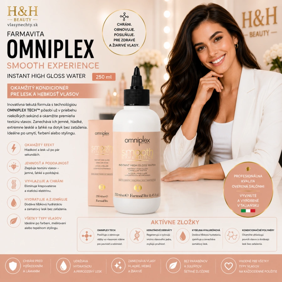 Farmavita OMNIPLEX SE Instant High Gloss Water 250 ml, pre lesk a hebkosť vlasov