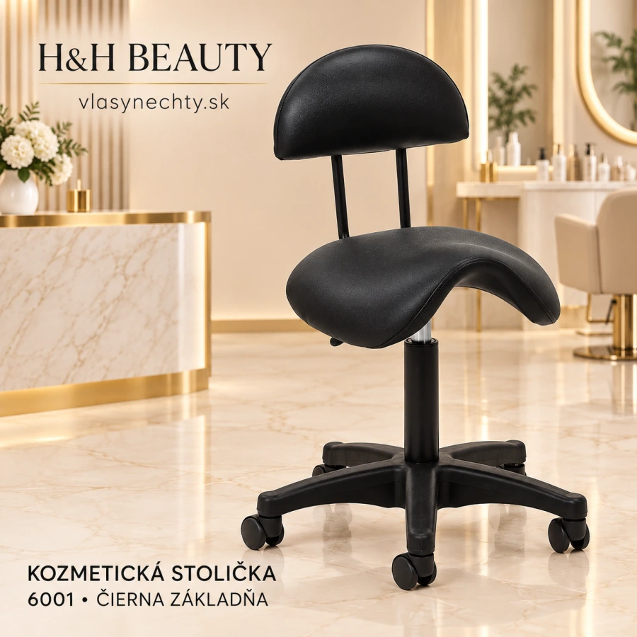 Kozmetická stolička 6001 čierny s čiernou základňou