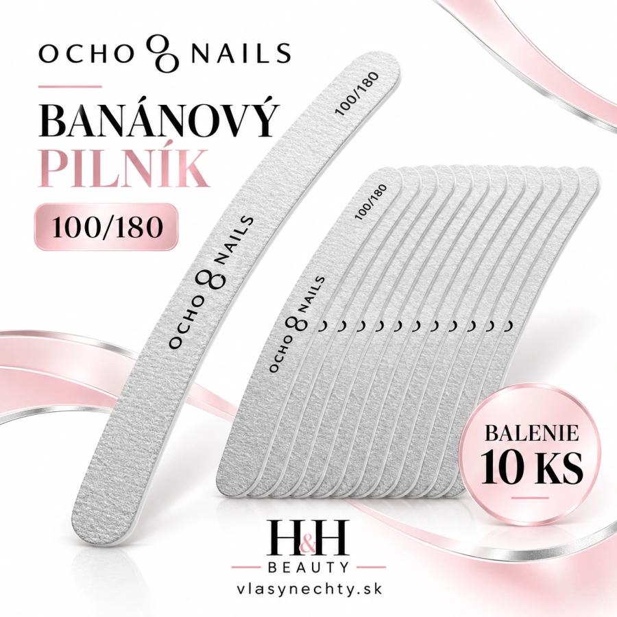 Ocho Nails banánový pilník 100/180 10 ks.