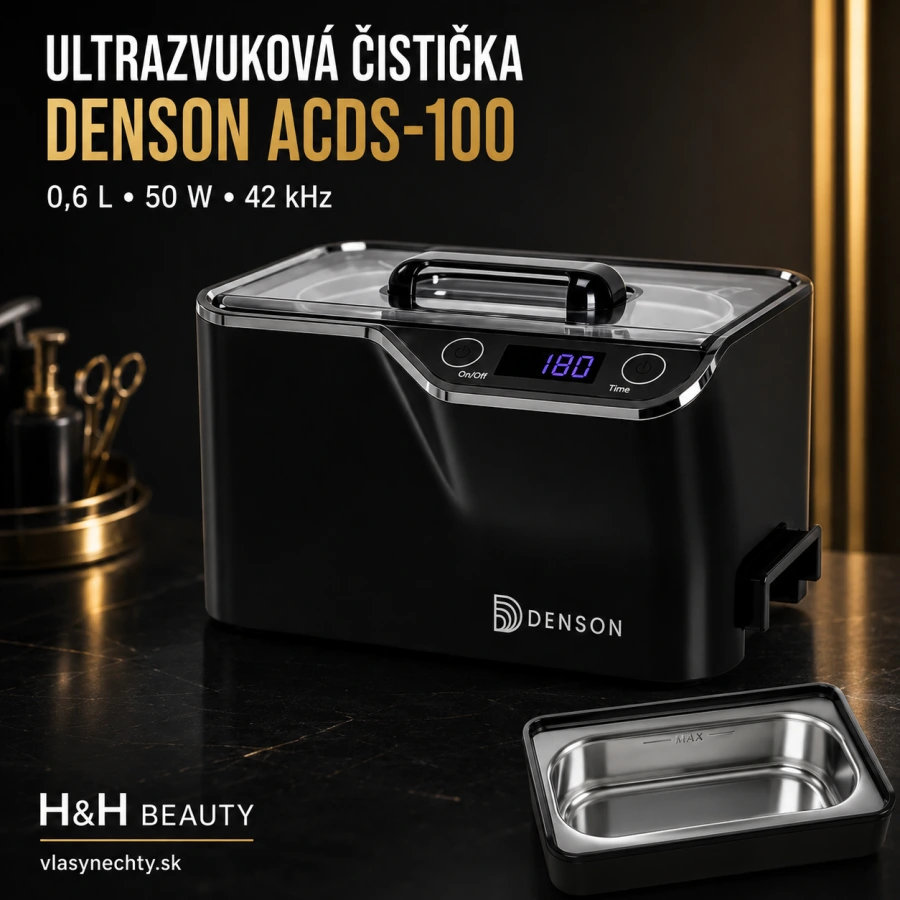 ULTRAZVUKOVÁ ČISTIČKA DENSON ACDS-100, objem 0,6 l, 50 W, čierny