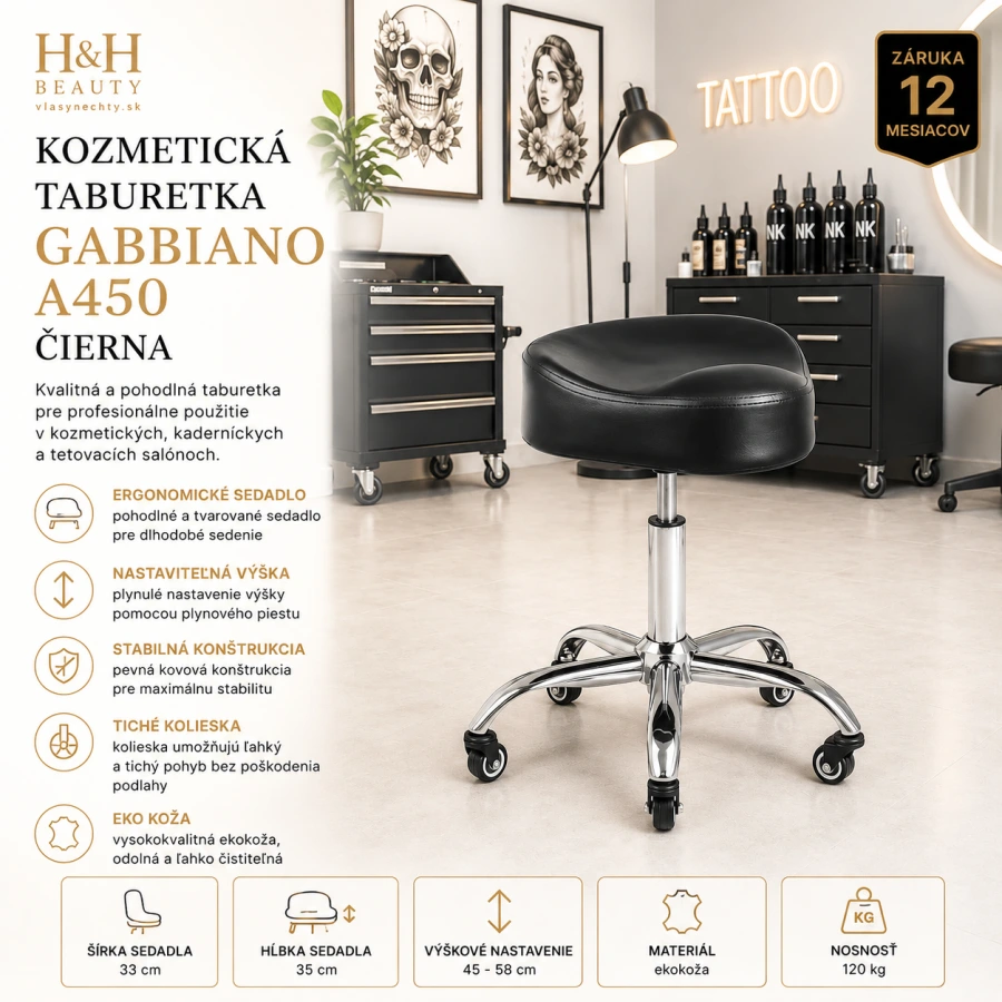 KOZMETICKÁ TABURETKA Gabbiano A450 čierna