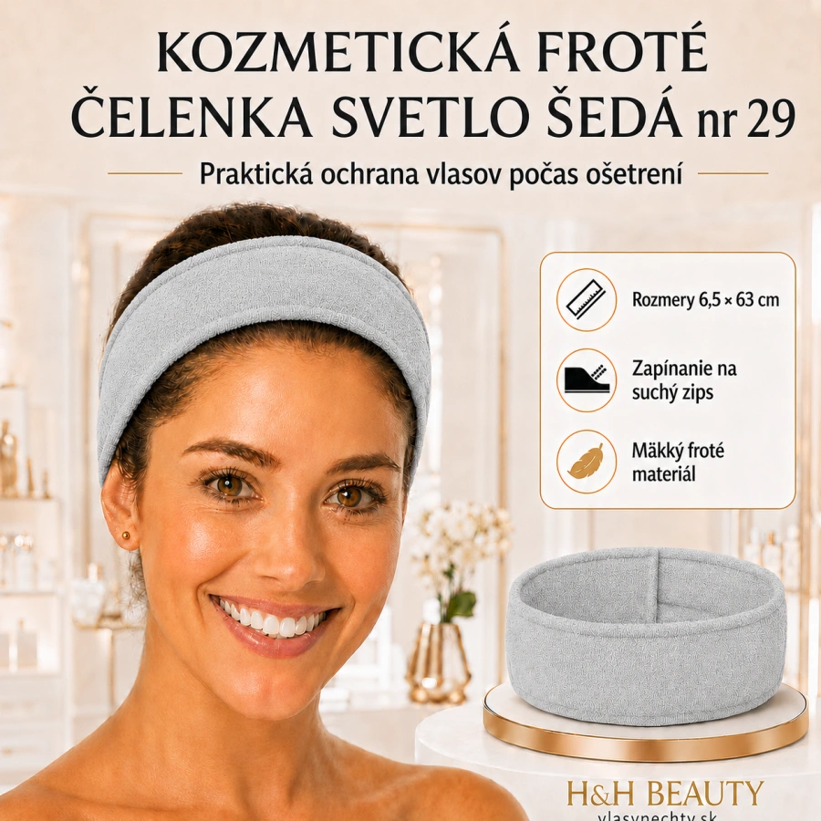 KOZMETICKÁ FROTÉ ČELENKA SVETLO ŠEDÁ nr 29