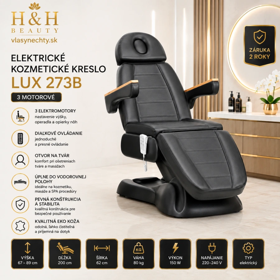 ELEKTRICKÉ KOZMETICKÉ KRESLO LUX 273B 3 MOTOROVÉ ČIERNE
