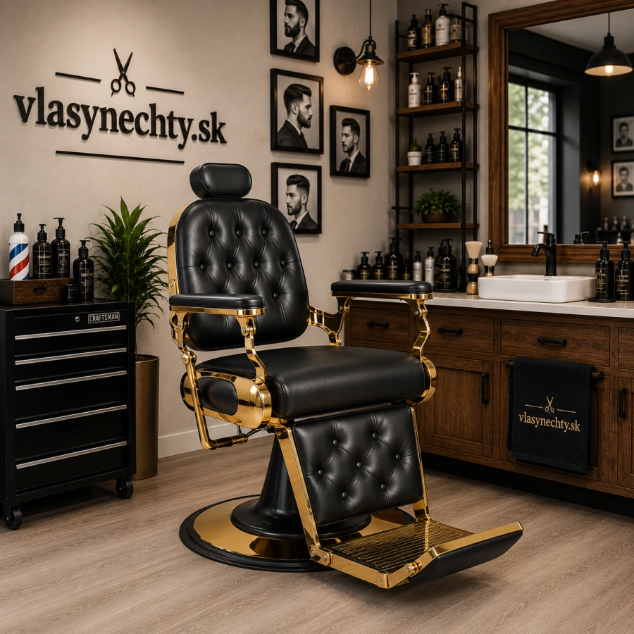 BARBERSKE KRESLO GABBIANO FRANCESCO ČIERNO-ZLATÉ