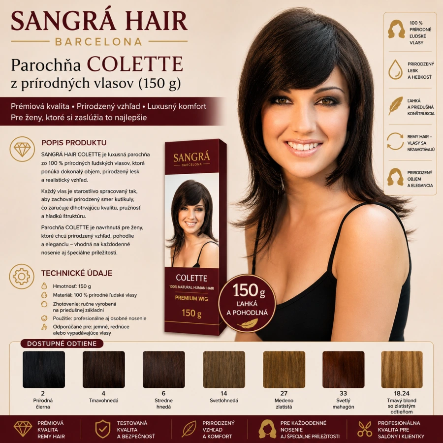 Sangra Hair parochňa COLETTE prírodný vlas 150gr