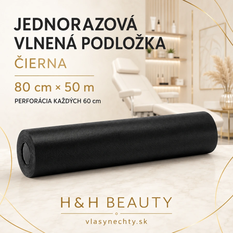 JEDNORAZOVÁ VLNENÁ PODLOŽKA – ČIERNA, 80 cm × 50 m