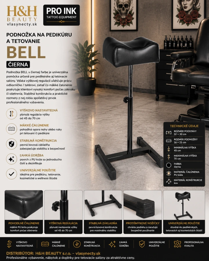 PODNOŽKA NA PEDIKÚRU A TETOVANIE BELL ČIERNA