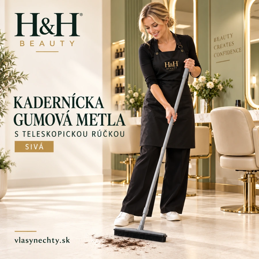Kadernícka gumová metla s teleskopickou rúčkou – sivá