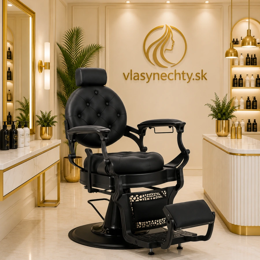 BARBERSKÉ KRESLO Gabbiano Niccolo čierny s čiernou základňou