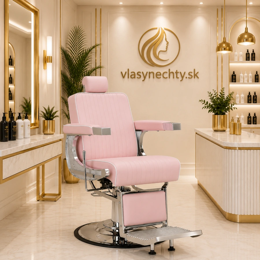 BARBERSKÉ KRESLO GABBIANO VISIONERIO ružové, chrómový rám