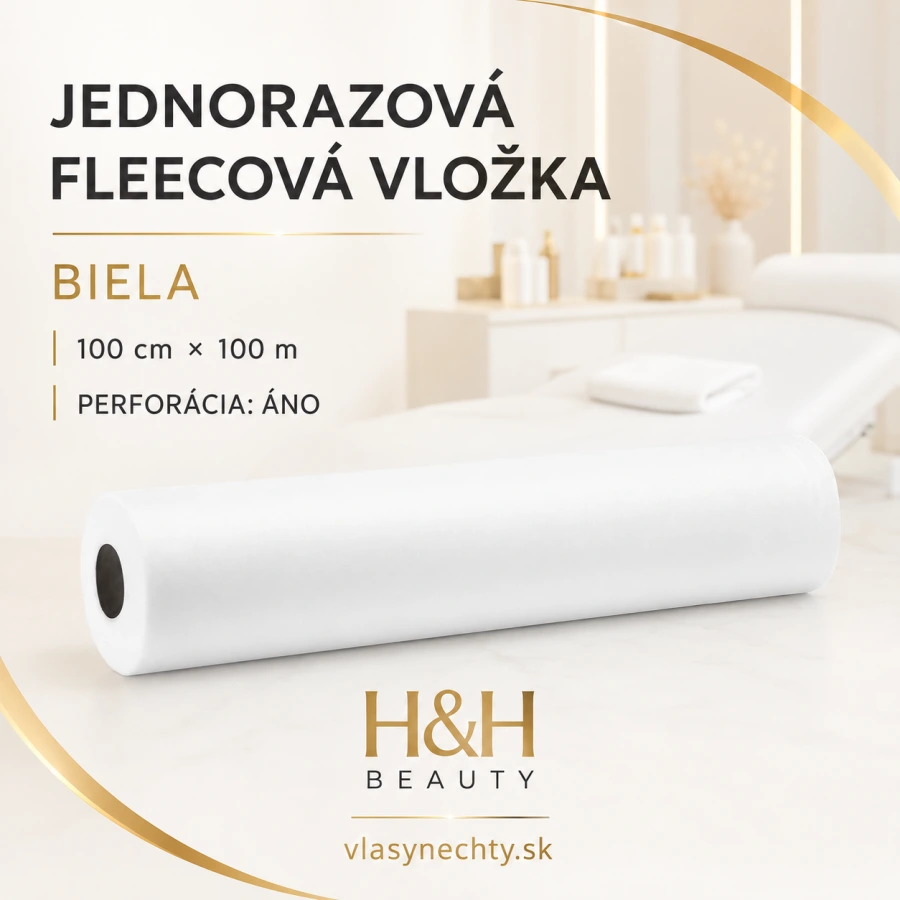 JEDNORAZOVÁ FLEECOVÁ VLOŽKA – BIELA, 100 cm × 100 m
