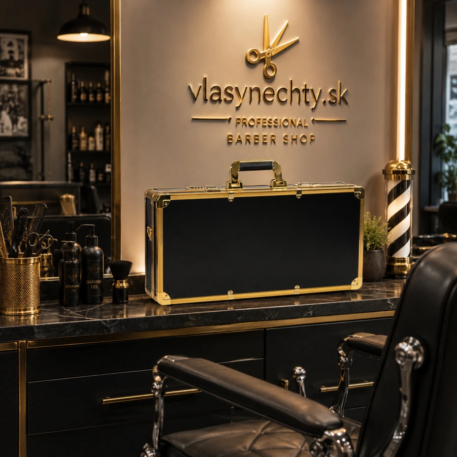 BARBERSKO KADERNÍCKY KUFOR ČIERNO ZLATÝ