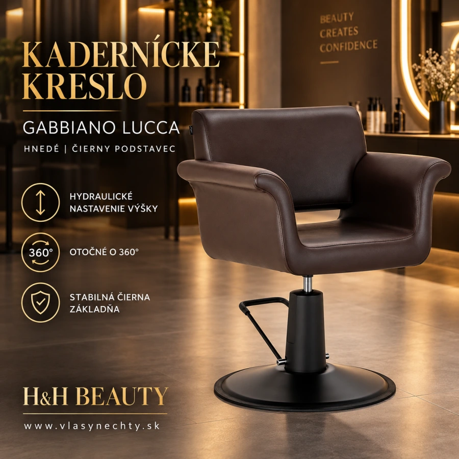 KADERNÍCKE KRESLO GABBIANO LUCCA – hnedé | čierny podstavec
