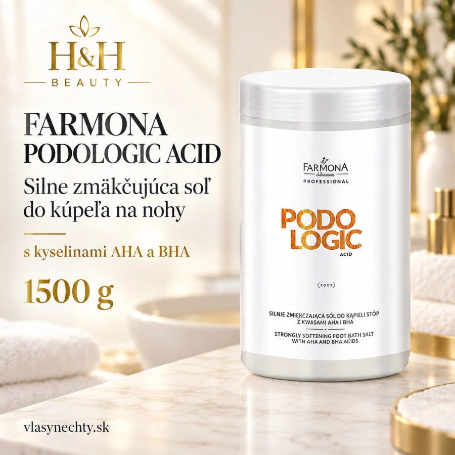FARMONA PODOLOGIC ACID Silne zmäkčujúca soľ do kúpeľa na nohy s kyselinami AHA a BHA 1500g