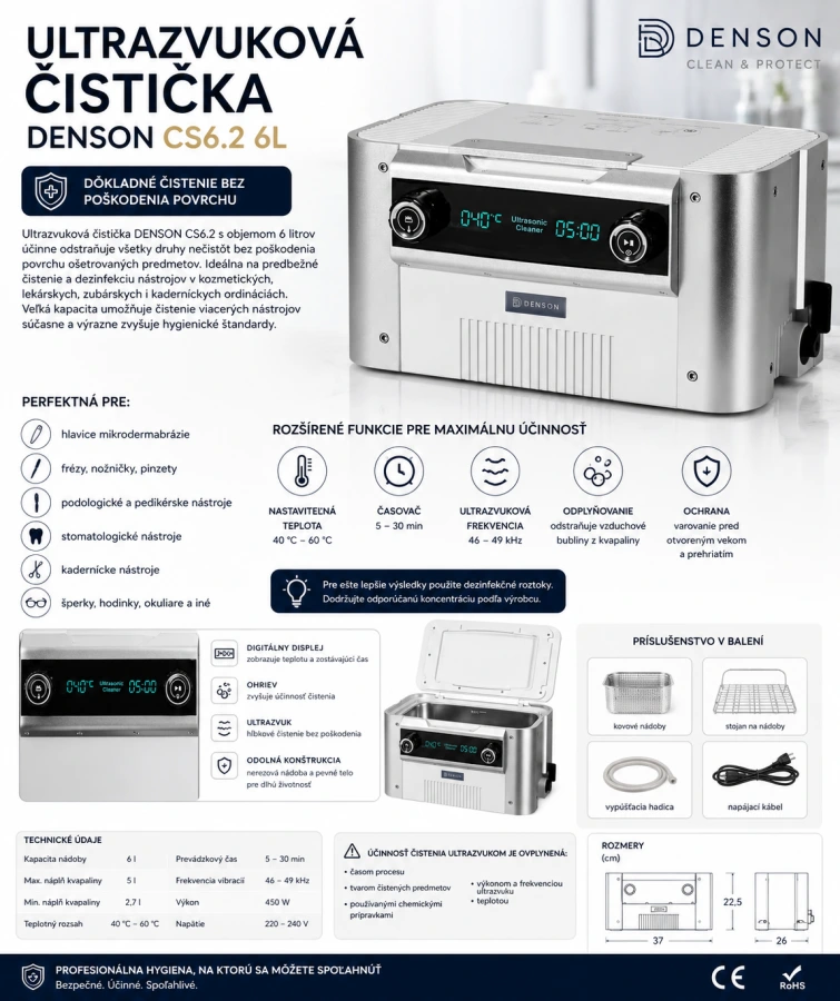 Ultrazvuková čistička DENSON CS6.2 6L