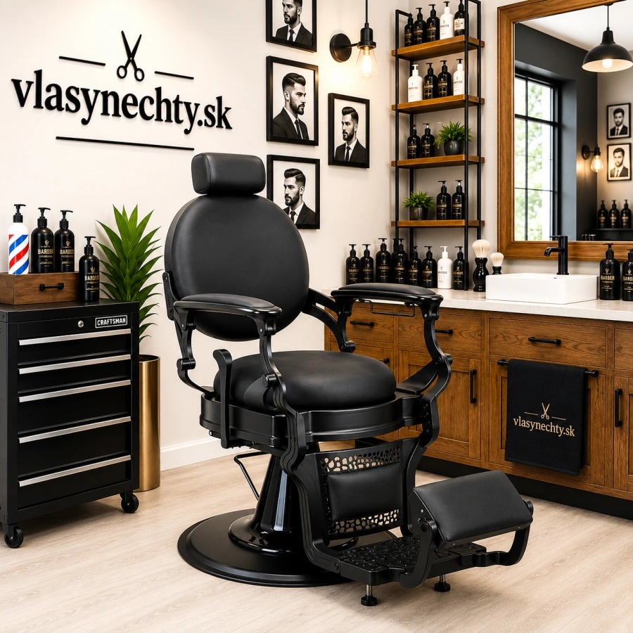 BARBERSKE KRESLO GABBIANO Niccolo ČIERNE bez tlačidiel
