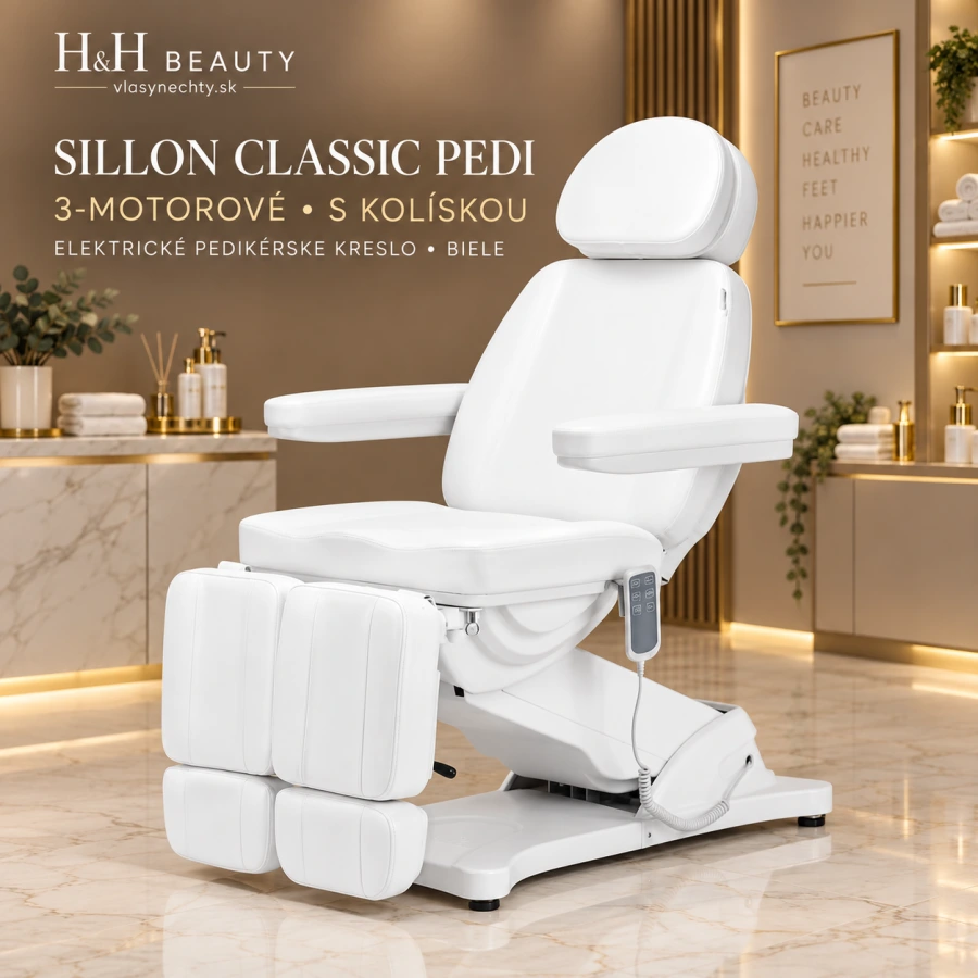 Elektrické pedikérske kreslo SILLON CLASSIC PEDI 3 motorové s kolískou biele