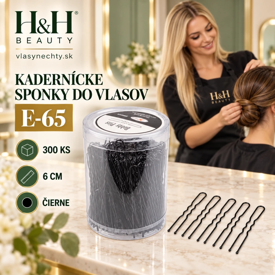 KADERNÍCKE SPONKY DO VLASOV E-65 300ks 6CM ČIERNE