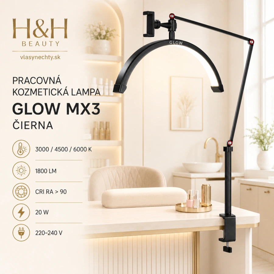 PRACOVNÁ KOZMETICKÁ LAMPA NA STôL Glow MX3 čierna
