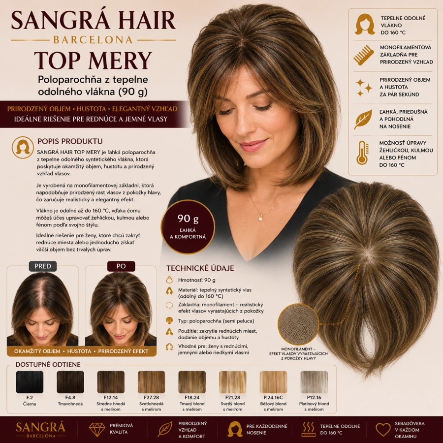 SANGRÁ HAIR – TOP MERY Poloparochňa z tepelne odolného vlákna (90 g)