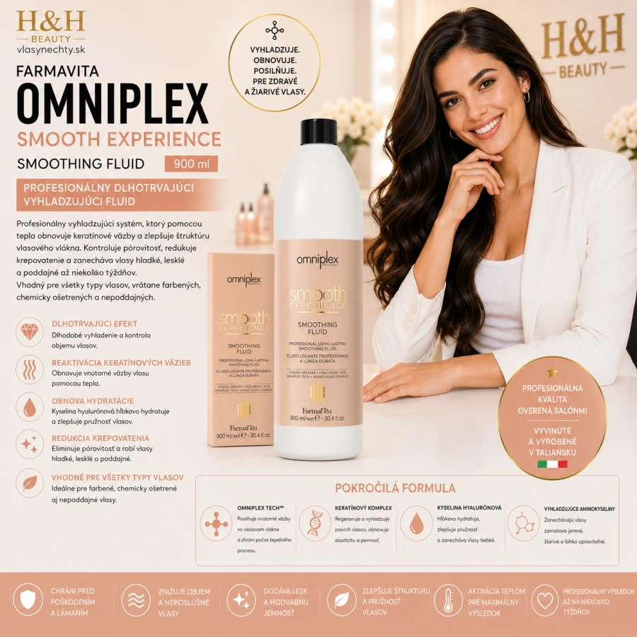 Farmavita OMNIPLEX SE Smoothing Fluid 900 ml, dlhotrvajúci vyhladzujúci fluid
