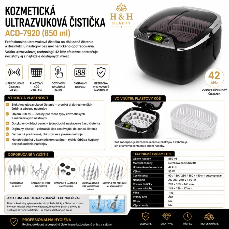 KOZMETICKÁ ULTRAZVUKOVÁ ČISTIČKA ACD-7920 ČIERNA