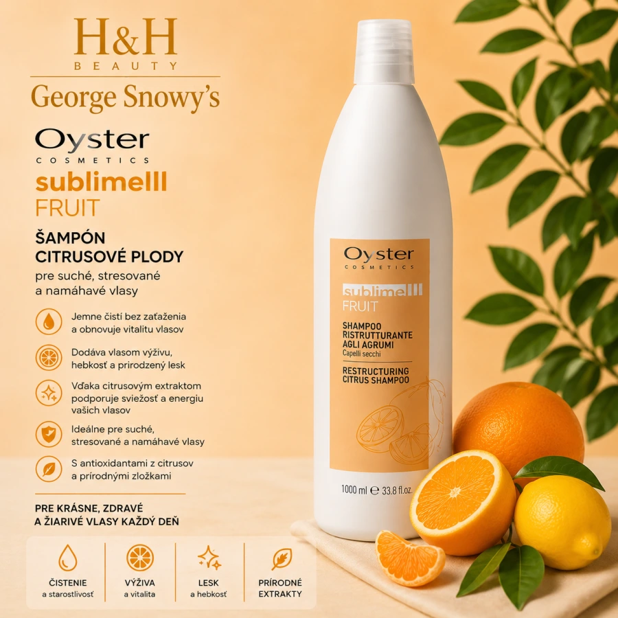 OYSTER Šampón - citrusové plody 1000 ml, pre suché, stresované a namáhavé vlasy