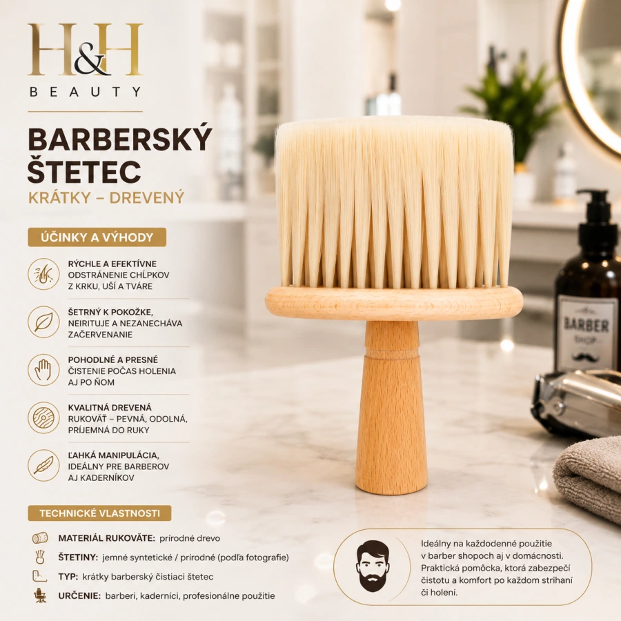 BARBERSKÝ ŠTETEC KRÁTKY DREVENÝ