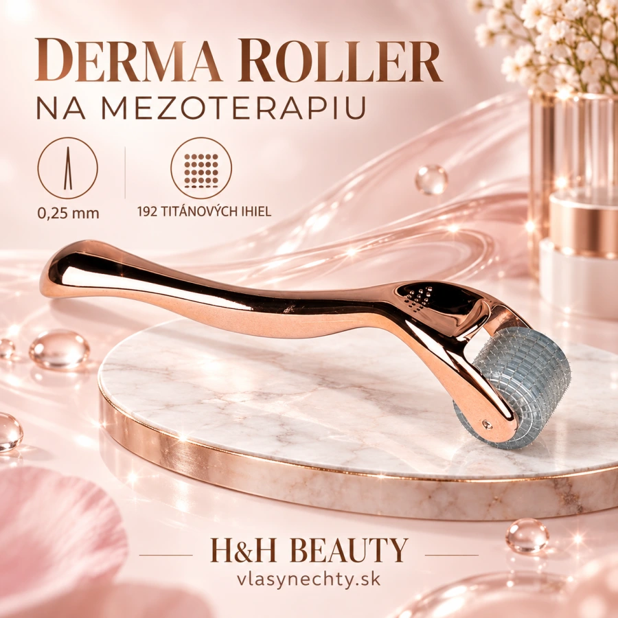 DERMA ROLLER NA MEZOTERAPIU ROSE GOLD 0,25mm 192 TITÁNOVÝCH IHIEL