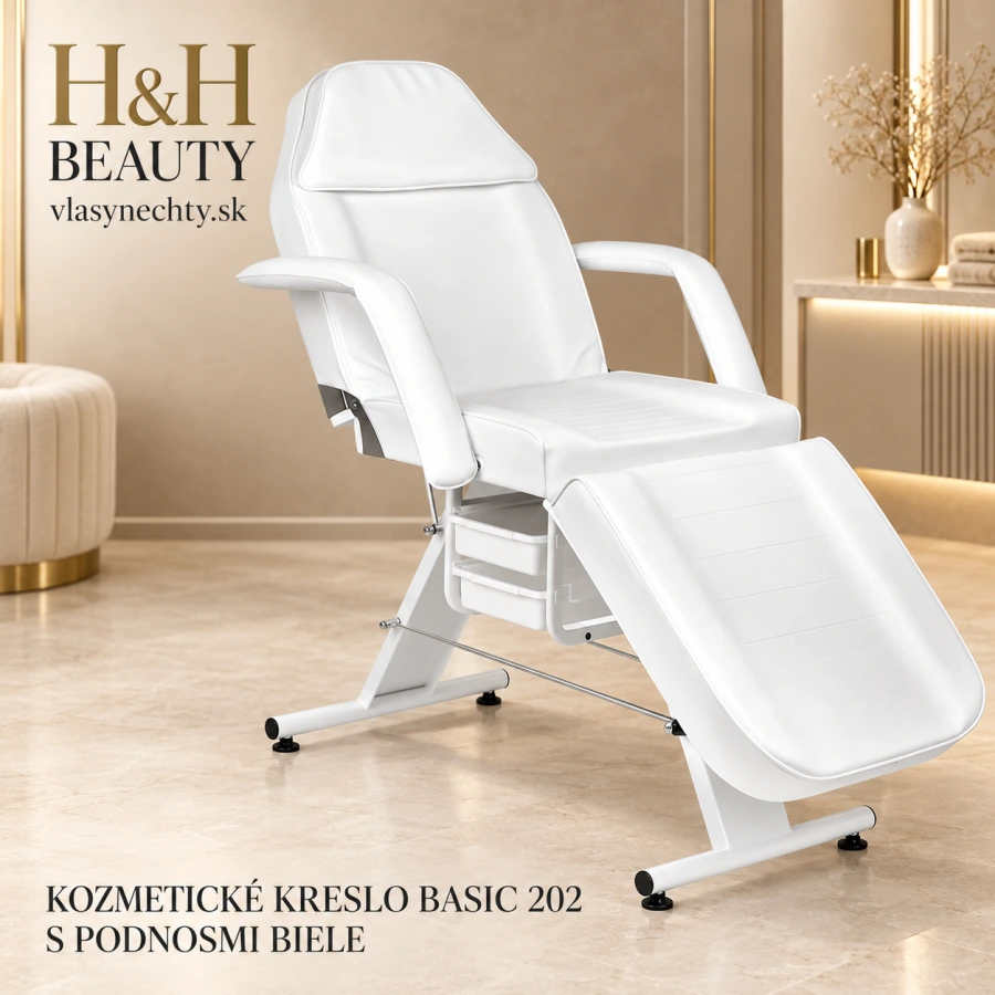 Kozmetické kreslo Basic 202 s podnosmi biele