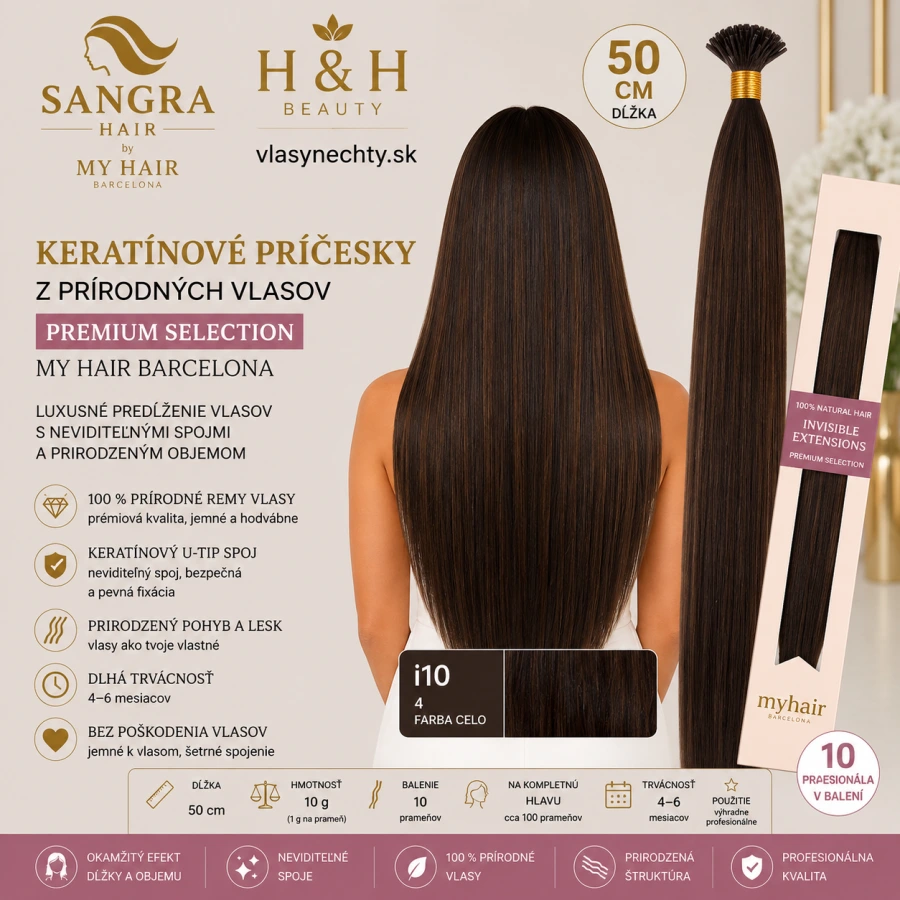 i10 Keratínové príčesky z prírodných vlasov 50 cm – My Hair Barcelona FARBA 4