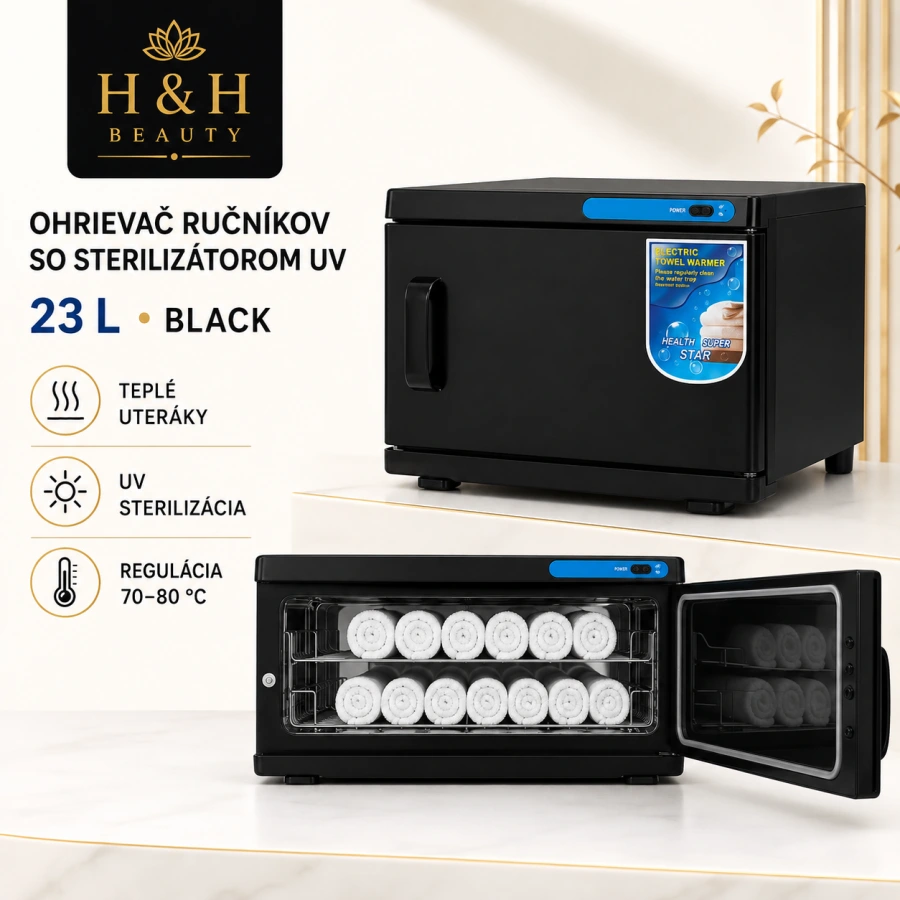 OHRIEVAČ RUČNÍKOV SO STERILIZÁTOROM UV 23L BLACK